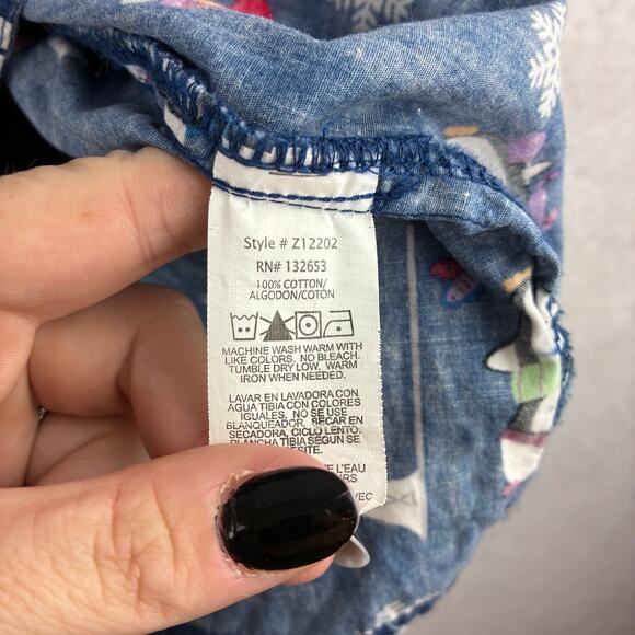 Zoe + Chloe Penguin Scrub Tops Women's XL Blue Nurse Medical Work Uniform Vet - Picture 2 of 7